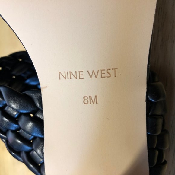 NWOB Womens Nine West Black Braided Leather Strappy Heel Sandals 8 * - Picture 5 of 7